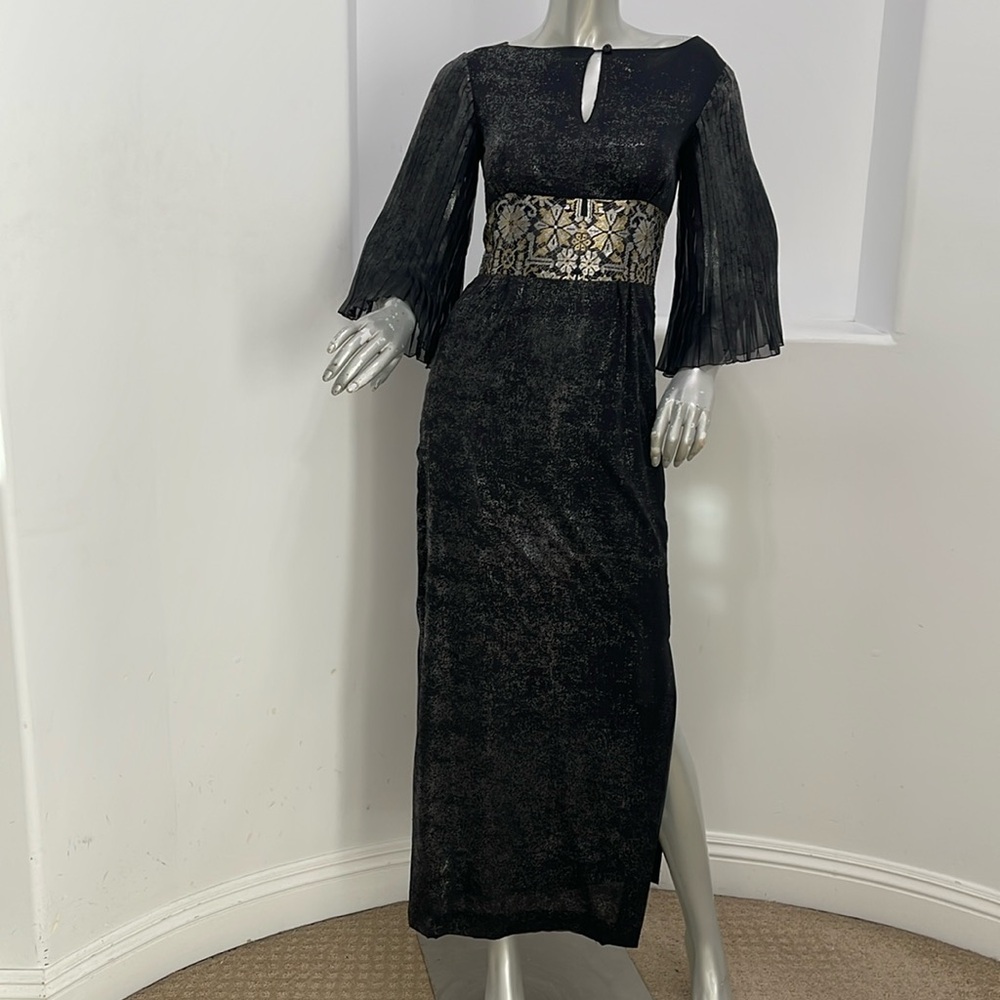 Vintage 90’s Susana Mercedes Los Angeles 60’s Inspired Maxi Dress Black Size 4